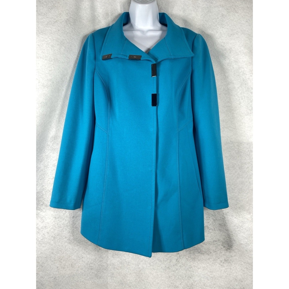 Carlisle Jacket Women's 8 Cyan Coat Snap Button Up Long Sleeve Ponte